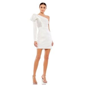 IEENA FOR MAC DUGGAL 26500 NWT One Shoulder Long Sleeve Satin Mini Dress